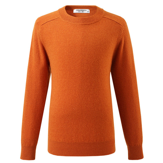 COMOBOCA 100% Wool Kids' Round Neck Plain 100% Sweater