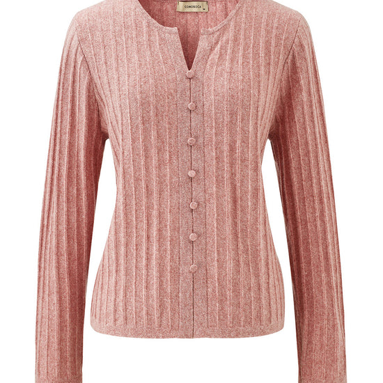 COMOBOCA 100% Cashmere Women's Ribbed Faux Knit Cardigan Sweater