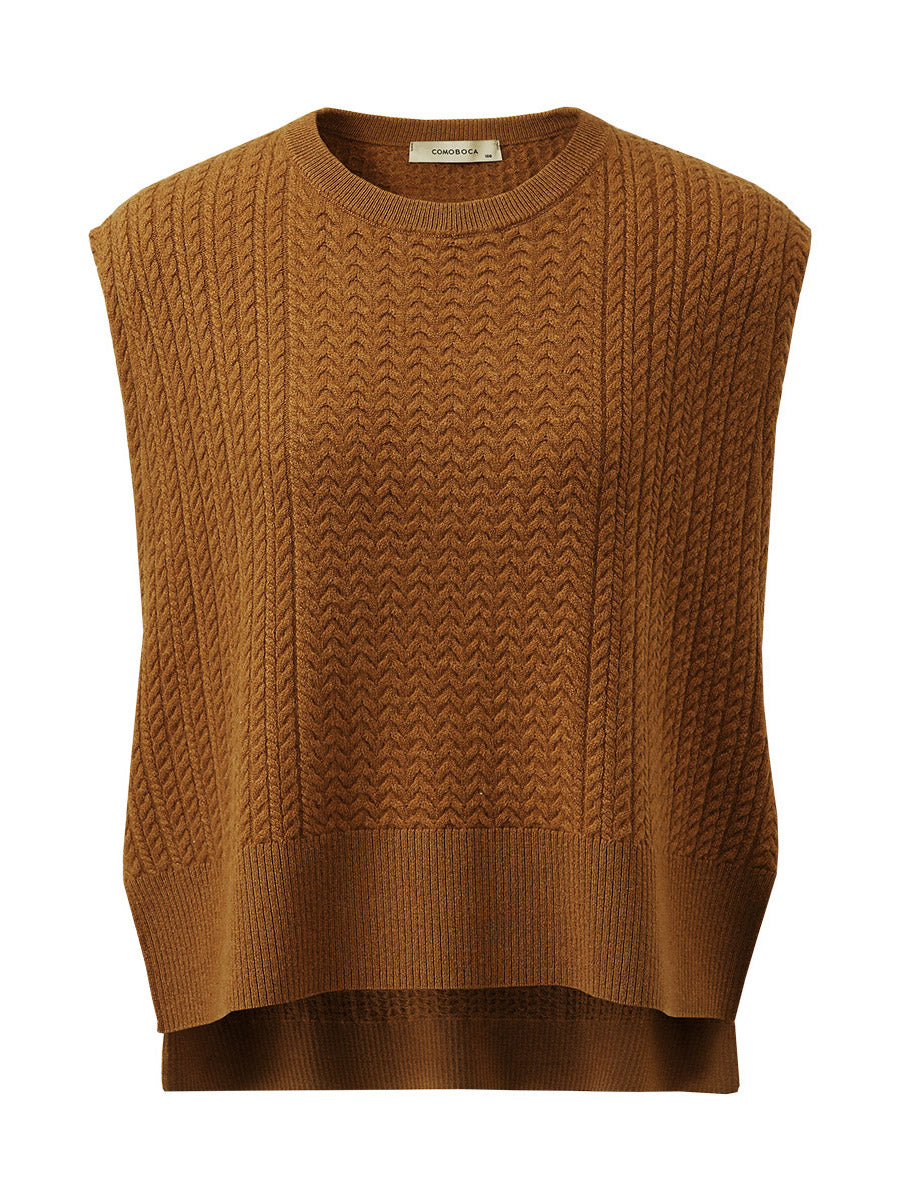 COMOBOCA 100% Wool Women's Knit Sleeveless Sweater Vest