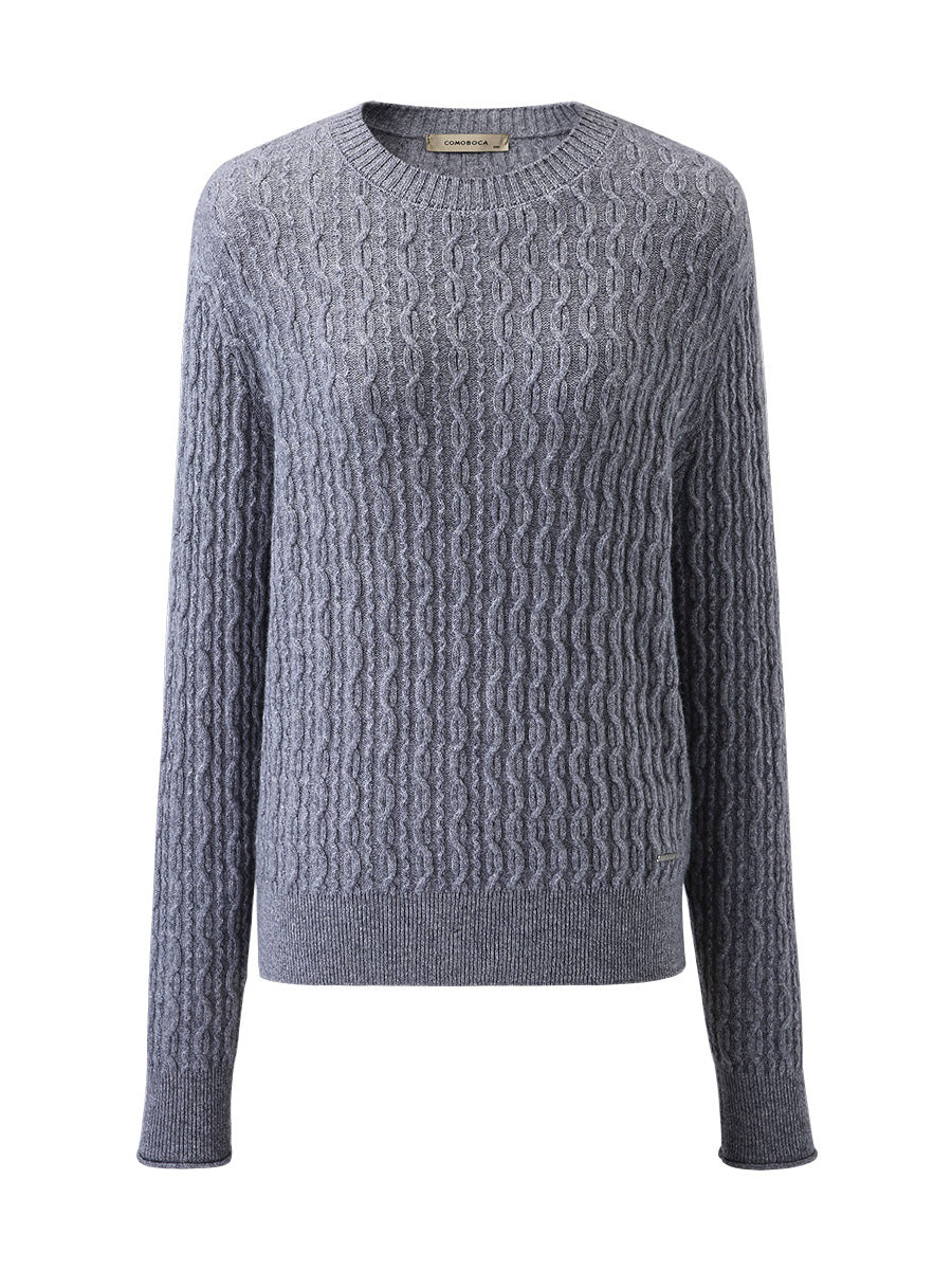 COMOBOCA 100% Cashmere Women's Classic Cable Knit Sweater
