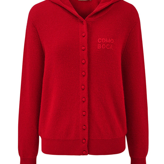 COMOBOCA 100% Cashmere Women's Button Up Knit Hoodie