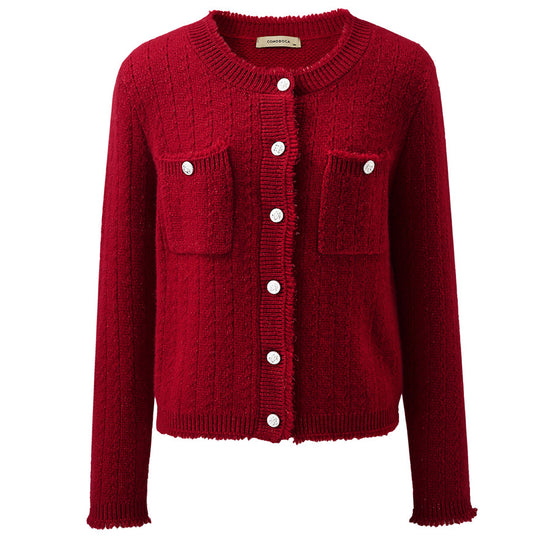 COMOBOCA 100% Cashmere Women's Knit Button Down Cardigan