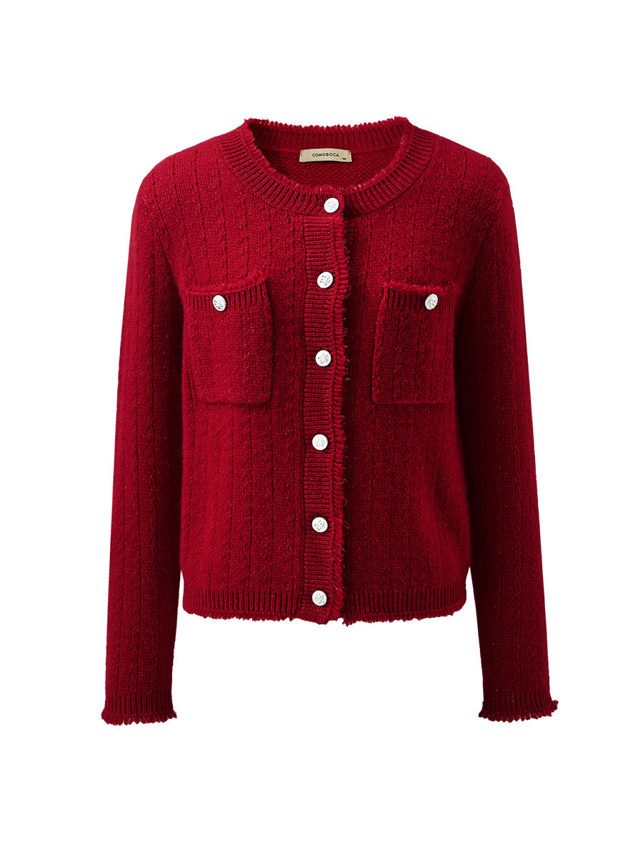 COMOBOCA 100% Cashmere Women's Knit Button Down Cardigan