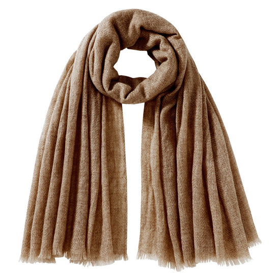 COMOBOCA 100% Cashmere Fringe Herringbone Scarf