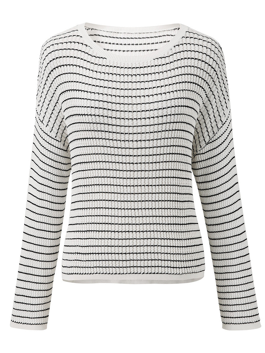 COMOBOCA Women's Striped Knit Pullover Sweater
