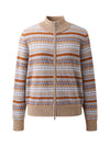 COMOBOCA 100% Cashmere Women's Fair Isle Double Zip Cardigan