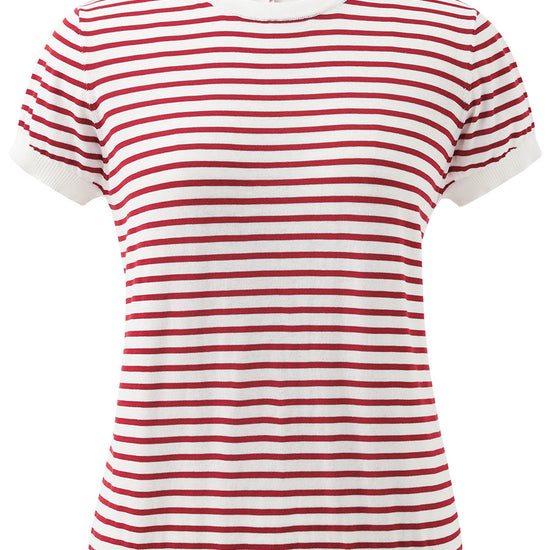 COMOBOCA Women's Striped Button Back T-Shirt