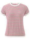 COMOBOCA Women's Striped Button Back T-Shirt