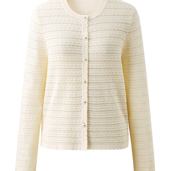 COMOBOCA Women's Scalloped Pointelle Knit Cardigan