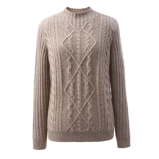 COMOBOCA 100% Cashmere Women's Mock Neck Knit Sweater