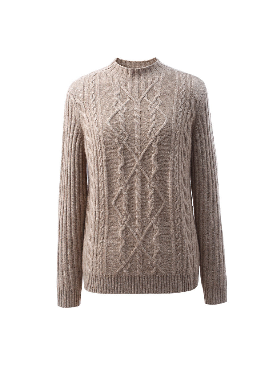 COMOBOCA 100% Cashmere Women's Mock Neck Knit Sweater