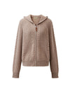 COMOBOCA 100% Wool Women's Cardigan Cable Knit Hoodie