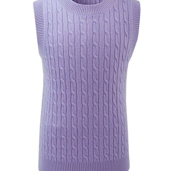 COMOBOCA 100% Wool Kids' Cable Knit Round Neck Sweater Vest