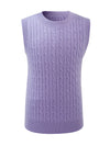 COMOBOCA 100% Wool Kids' Cable Knit Round Neck Sweater Vest
