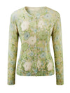 COMOBOCA Women's Watercolor Floral Print Knit Cardigan