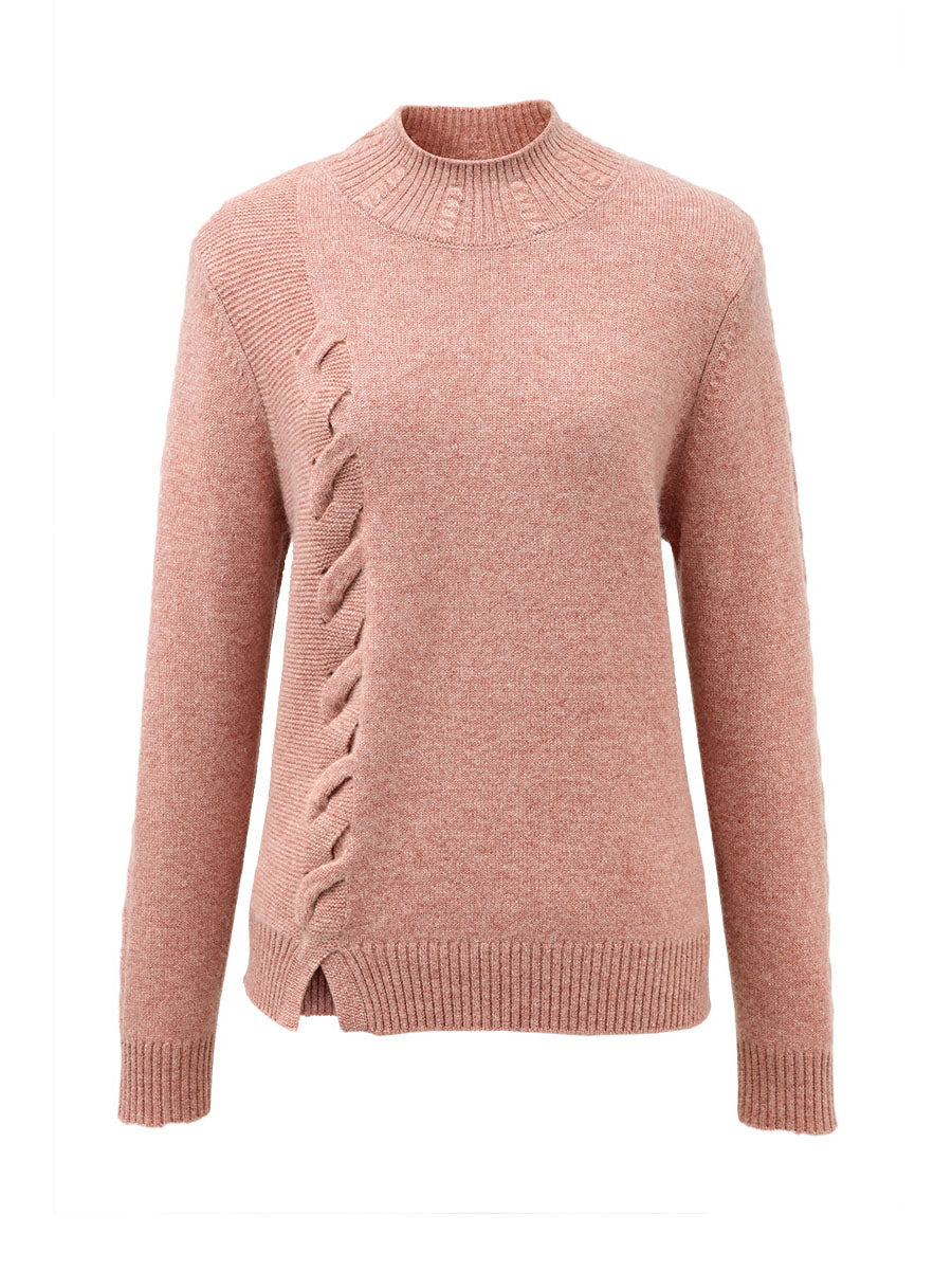 COMOBOCA 100% Cashmere Women's Ribbed Cable Knit Sweater