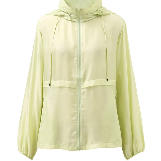 COMOBOCA 100% Mulberry Silk Women's Zip Up Hooded Jacket
