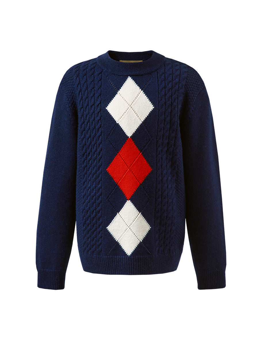 COMOBOCA 100% Wool Kids' Round Neck Sweater