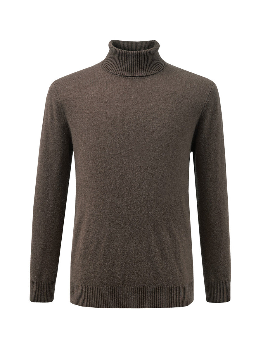 COMOBOCA 100% Cashmere Men's Ribbed Turtleneck Sweater