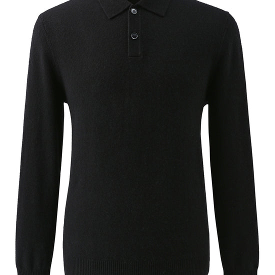 COMOBOCA 100% Cashmere Men's Knit Polo Pullover Sweater