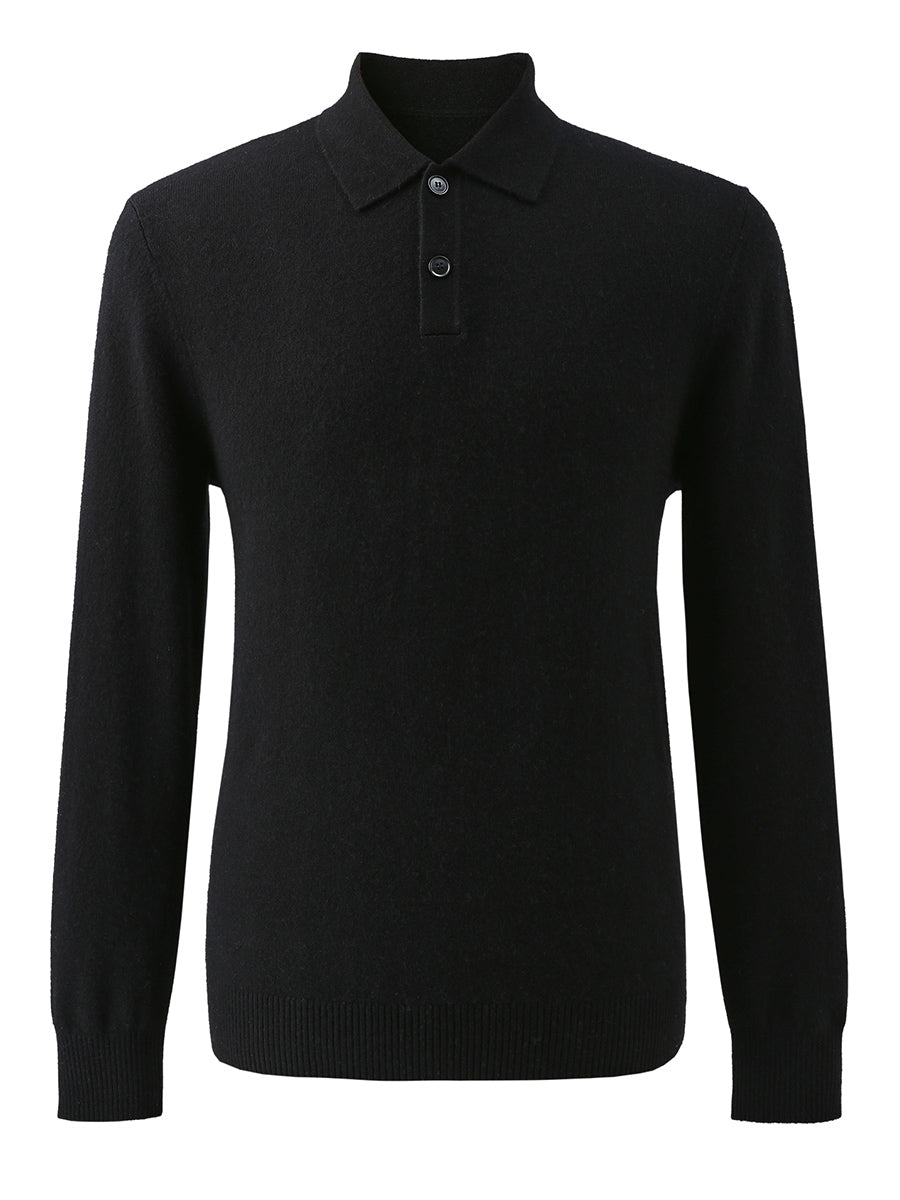 COMOBOCA 100% Cashmere Men's Knit Polo Pullover Sweater
