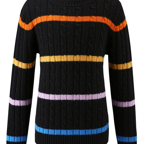 COMOBOCA 100% Wool Kids' Colorful Striped Knit Sweater