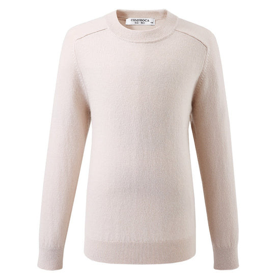 COMOBOCA 100% Wool Kids' Round Neck Plain 100% Sweater