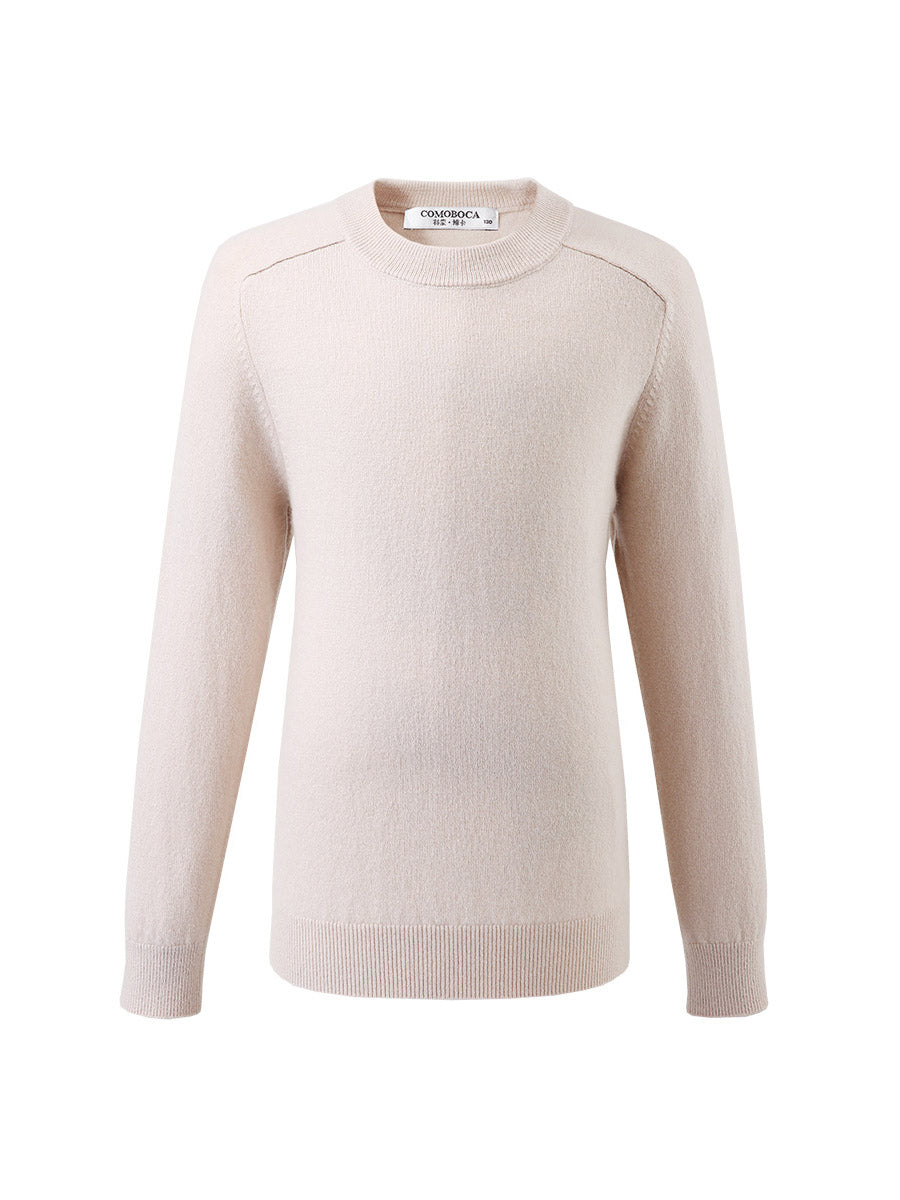COMOBOCA 100% Wool Kids' Round Neck Plain 100% Sweater