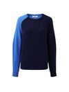 COMOBOCA Blue 100% Cashmere Women's Color Block Knit Sweater
