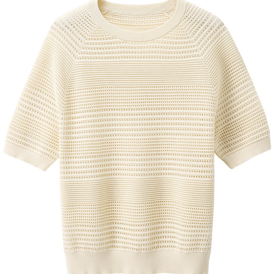 COMOBOCA Women's Ribbed Perforated T-Shirt