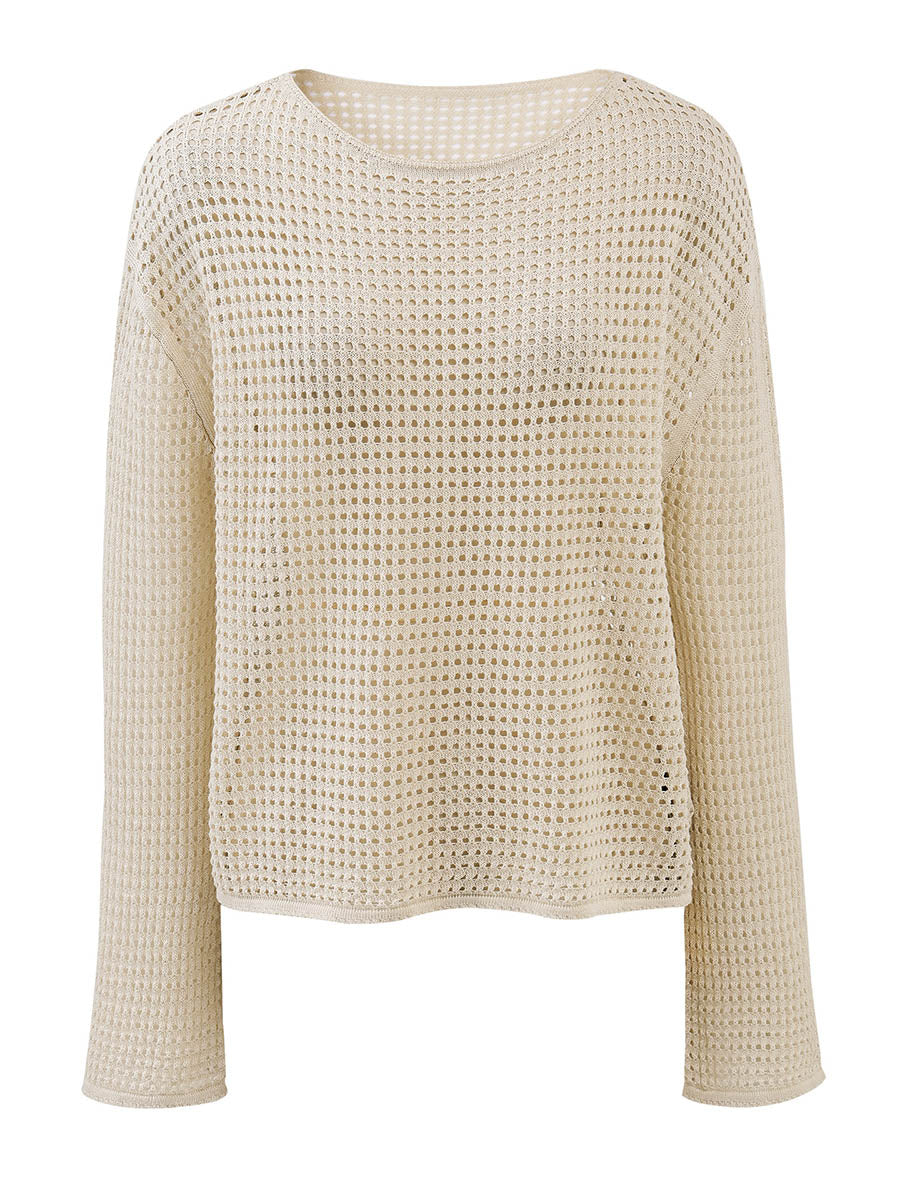 COMOBOCA Women's Sheer Mesh Knit Overpull Top