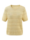 COMOBOCA Women's Openwork Mesh Knit T-Shirt