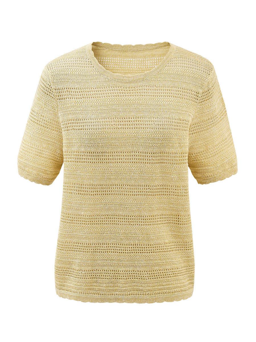 COMOBOCA Women's Openwork Mesh Knit T-Shirt