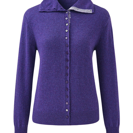 COMOBOCA 100% Cashmere Women's Turtleneck Button-Up Cardigan