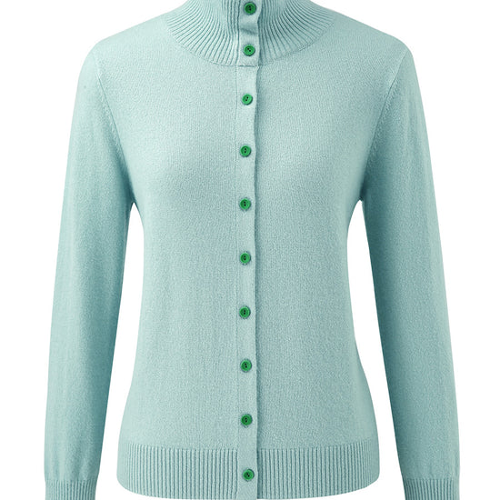 COMOBOCA 100% Cashmere Women's Turtleneck Button Front Knit Cardigan