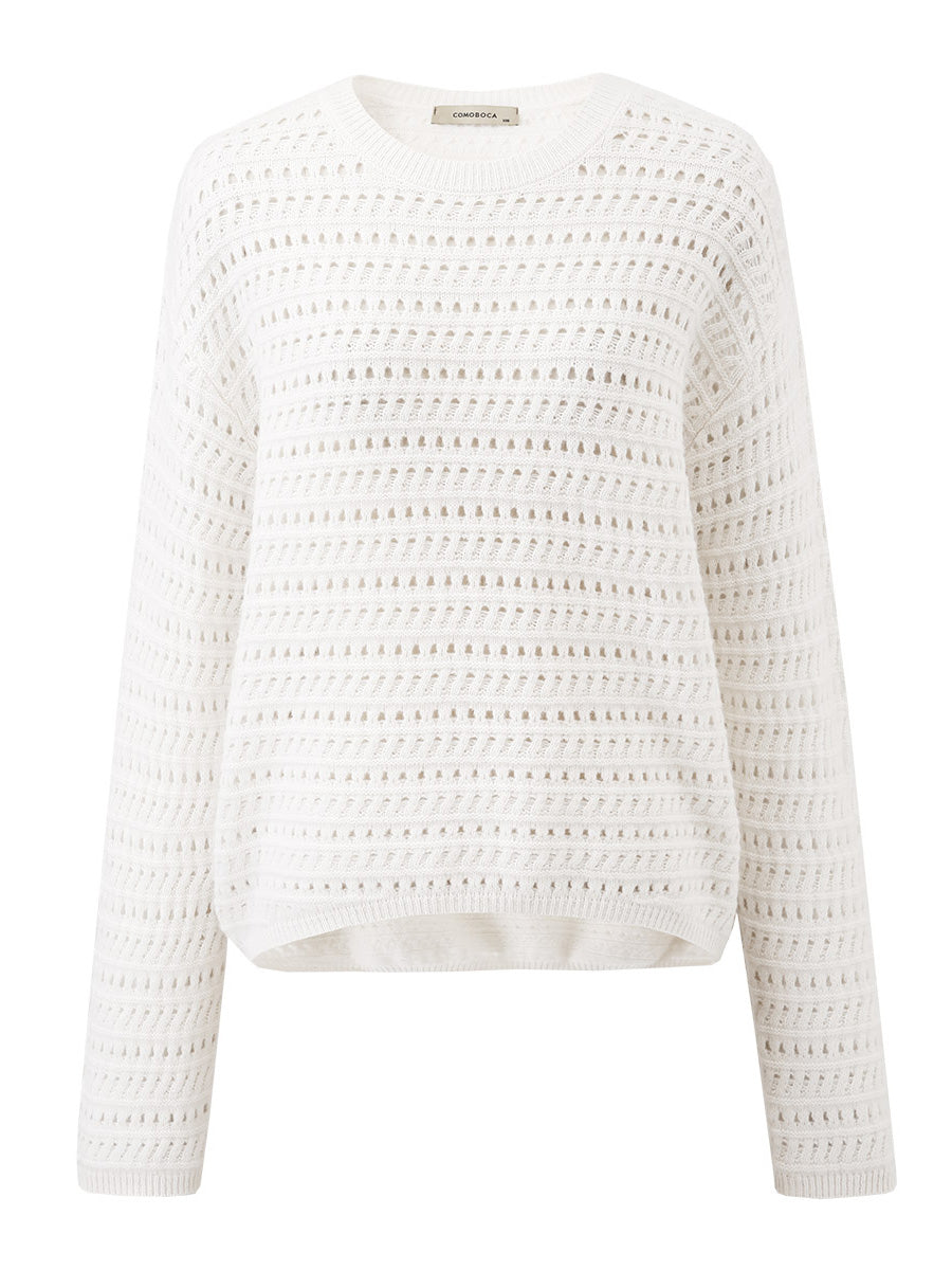 COMOBOCA 100% Wool Women's Soft Knit Lace Sweater