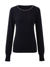 COMOBOCA 100% Cashmere Women's Pearl-Trimmed Knit Sweater