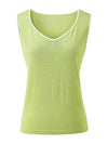 COMOBOCA Women's V-Neck Contrast Trim Tank Top