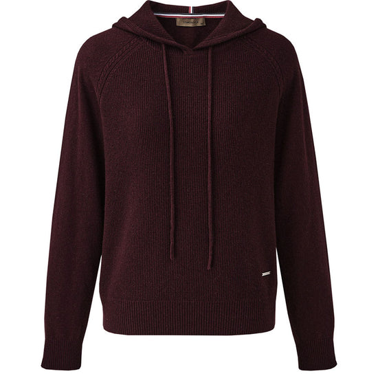 COMOBOCA 100% Wool Women's Ribbed Hem Adjustable Hoodie