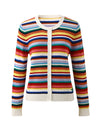 COMOBOCA Women's Ribbed Rainbow Striped Knit Cardigan