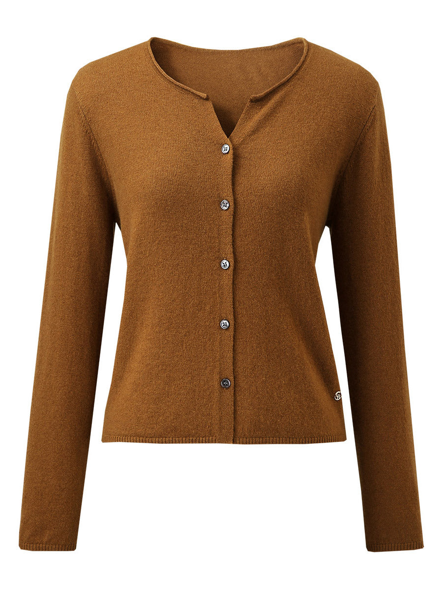 COMOBOCA 100% Wool Women's V-Neck Button Up Cardigan