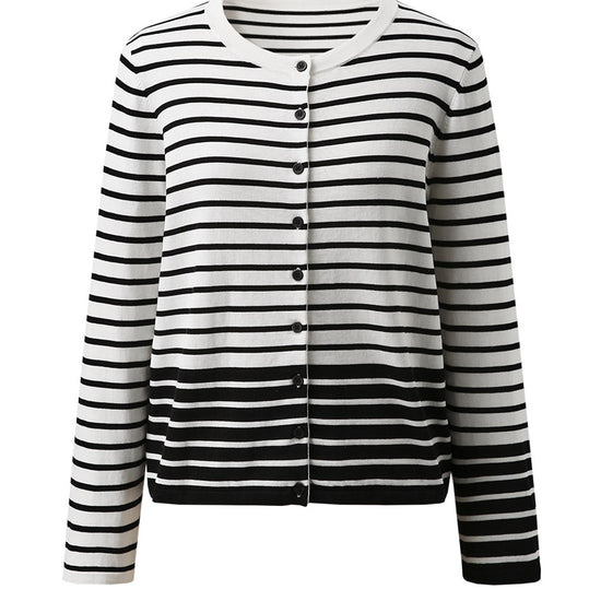 COMOBOCA Women's Striped Button-Up Cardigan
