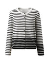 COMOBOCA Women's Striped Button-Up Cardigan