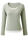 COMOBOCA Women's Layered Round Neck Knit Sweater