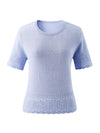 COMOBOCA Women's Scalloped Lace Trim Knit T-Shirt