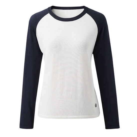 COMOBOCA Women's Colorblock Raglan Round Neck Sweater