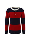 COMOBOCA 100% Wool Kids' Striped Henley Sweater
