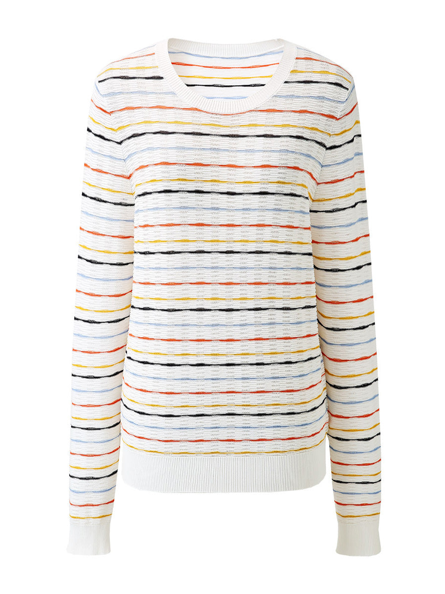 COMOBOCA Women's Colorful Striped Knit Sweater