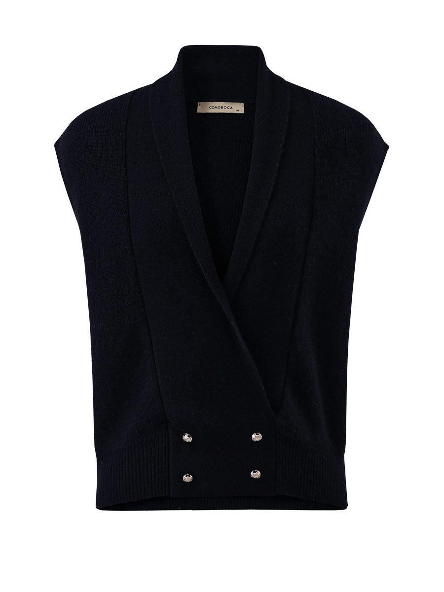 COMOBOCA 100% Cashmere Women's Knit Sleeveless Wrap Vest