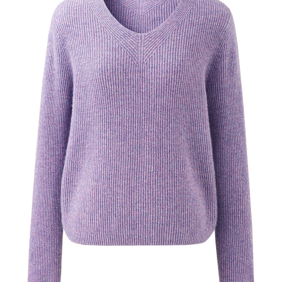 COMOBOCA 100% Cashmere Women's V-Neck Ribbed Knit Sweater
